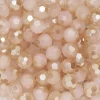 95 fasetterte glassperler på streng, 4 mm i diameter – rosa
