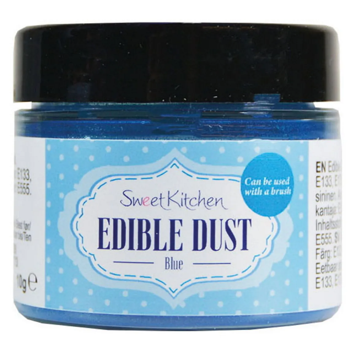 10 gram spiselig glitterpulver – blått