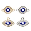 Anheng charms 2 par øyne, evil eye og ovale, gull- og sølvfargede med strass