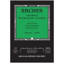 Arches akvarellblokk GF, CP, A5 – 148×210 mm, 12 ark, 300 g/m²