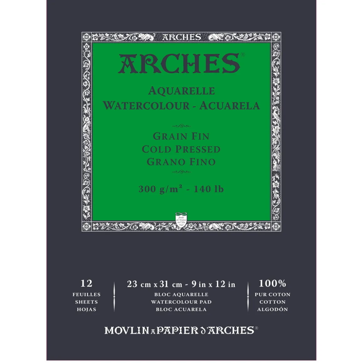 Arches akvarellblokk GF, CP – 23×31 cm, 12 ark, 300 g/m²