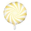 Ballong Ø35 cm – hvit ballong med gul virvel / swirl