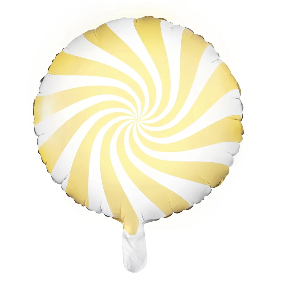 Ballong Ø35 cm – hvit ballong med gul virvel / swirl