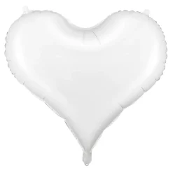 Ballong 61×53 cm – hvitt hjerte, perfekt for valentinsdagen
