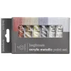 Beginners Acrylic Paint Metallic, akrylmaling for nybegynnere 6×12 ml