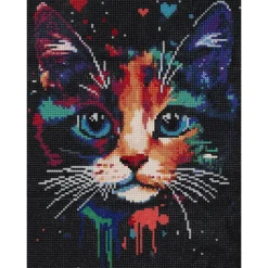 Bling Dots, diamond painting for barn over 8 år, selvlysende katt 30×40 cm