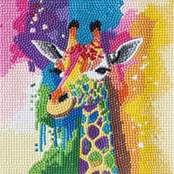 Bling Dots, diamond painting for barn 8+ år regnbuefarget sjiraff 20x20 cm