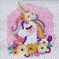 Bling Dots XL, diamond painting for barn 6+ år enhjørning 20x20 cm