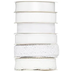 Båndmiks i hvitt, 12 mm brede og 2 meter lange – 6-pakning