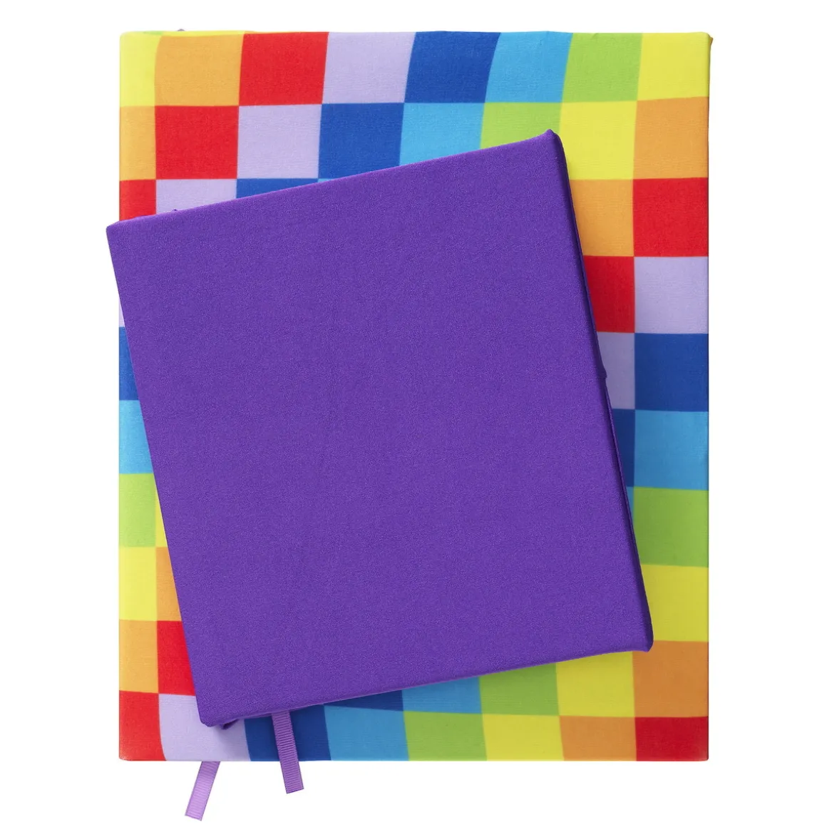 Bokomslag av stretchstoff, beskyttelsesomslag til bøker – Rainbow 2-pakning, 18×33 og 23×27 cm