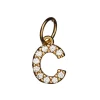 Bokstavanheng med strass B – lengde 7 mm, messing, belagt med 9 karat gull
