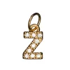 Bokstavanheng med strass Z – lengde 7 mm, messing, belagt med 9 karat gull