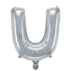 Bokstavballong U sølv 32 cm