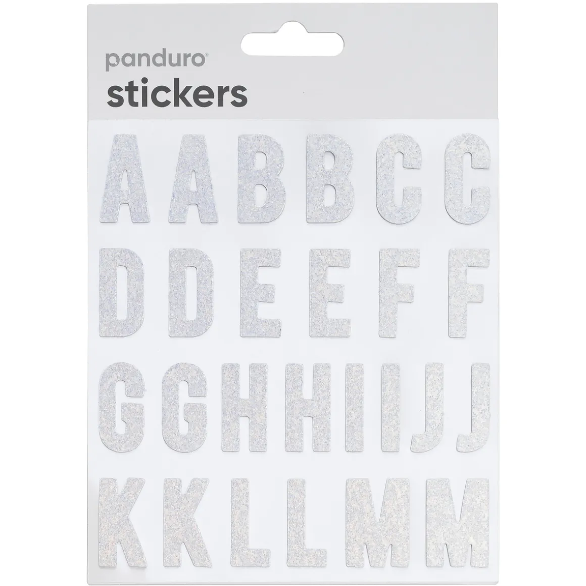 Bokstaver klistremerker A–Z iriserende gulltoner, 52 alfabetstickers, 25 mm høye