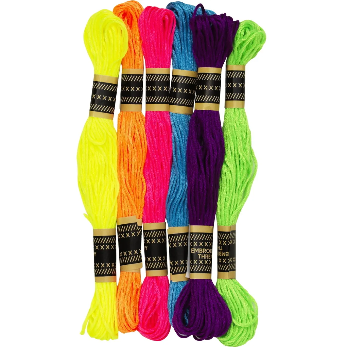 Broderigarn neonfarger 6 stk./8 m