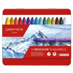 Caran d’Ache Neocolor II – 15 vannløselige akvarellkritt av høyeste kvalitet