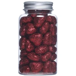 Ca. 60 røde, gnistrende glitterhjerter – 2×1 cm
