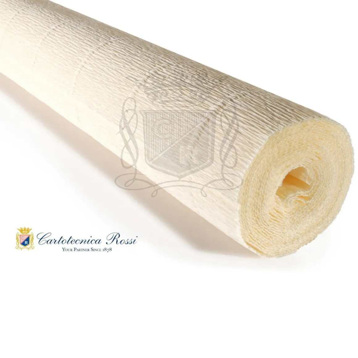 Cartotecnica Rossi kreppapir 603 – lys ivory, 180 g rull (144 g/m²) à 50×250 cm