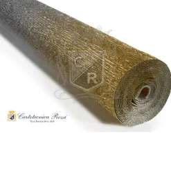 Cartotecnica Rossi kreppapir 802/3 – tonet sølv og gull metallic (hvit bakside), 180 g rull (144 g/m²) à 50×250 cm