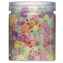 Ca. 380 selvlysende perler glow in the dark pony beads, hjerter og stjerner