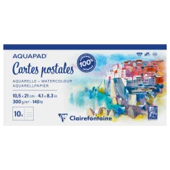 Clairefontaine Aquapad akvarellpostkort GF, CP – 210×105 mm, 10 stk. 300 g/m²