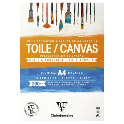 Clarefontaine Canvas Polycotton lerretsblokk A4 (210×297 mm), 10 ark, 200 g/m²