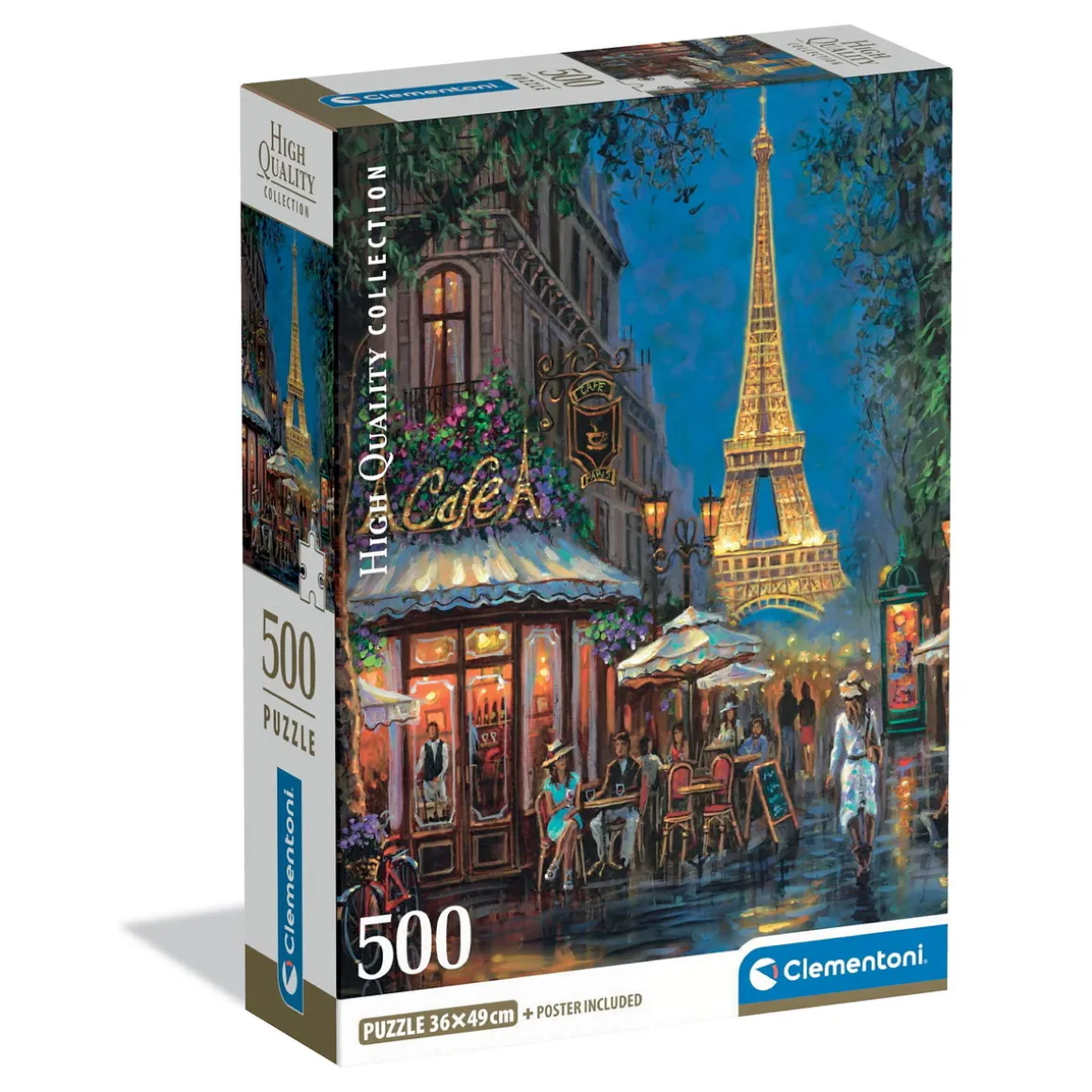 Clementoni puslespill High Quality Collection – Night Eiffel Café, 500 biter, 36×49 cm