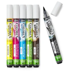 Colorex Marker Set Essentials 6 – markers med akvarellblekk og penselspiss