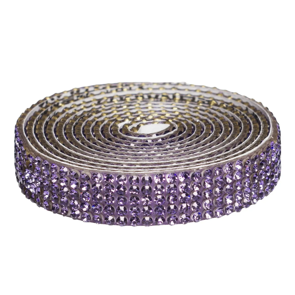 Dekorbånd selvklebende med strassteiner 1 meter×10 mm lilla