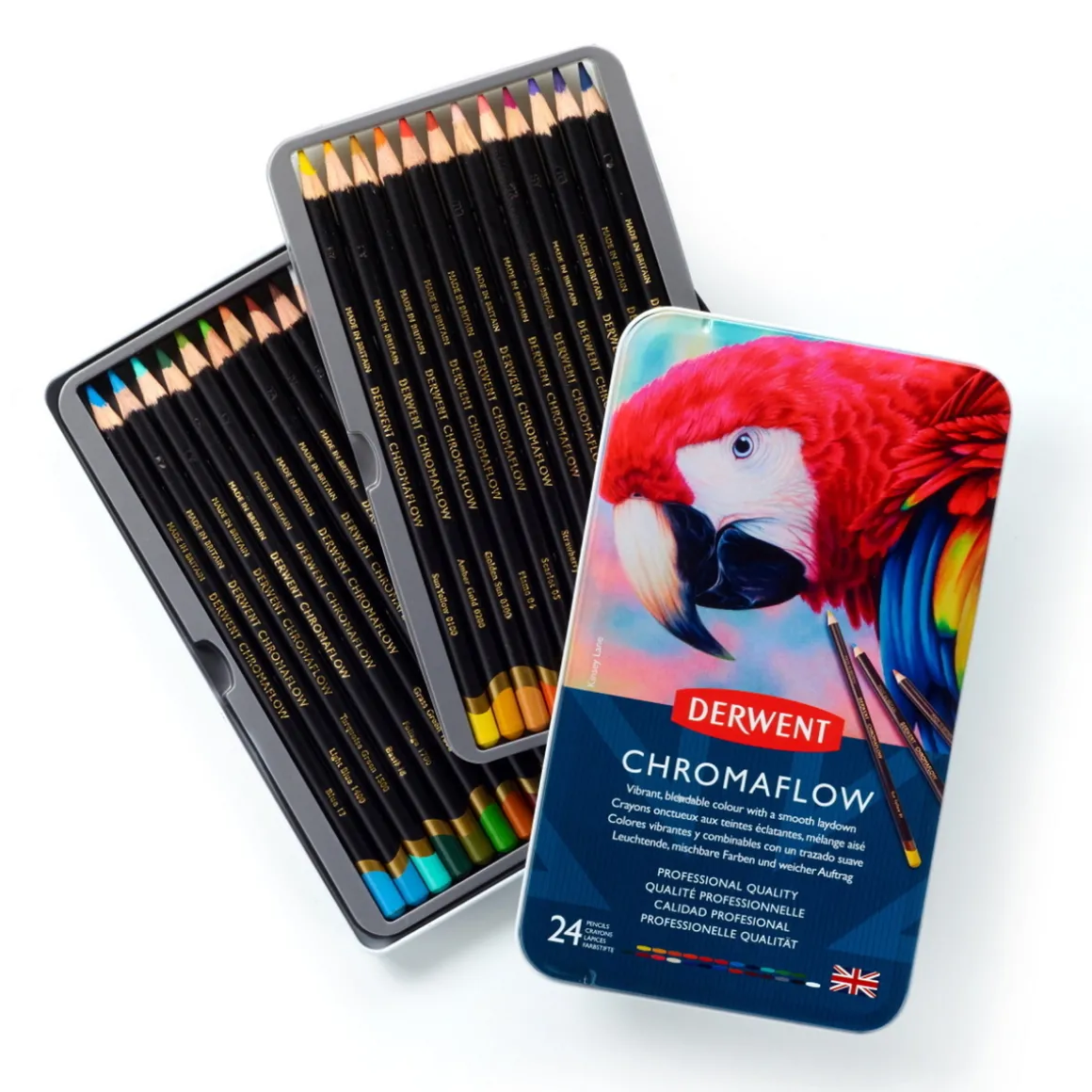 Derwent Chromaflow fargeblyanter 24 stk. i praktisk metalletui