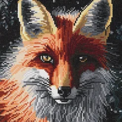 Diamond painting – 30×30 cm stort motiv med en listig rødrev