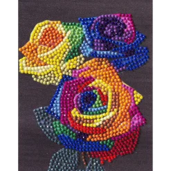 Diamond painting – 12×16 cm stort motiv med en regnbuefarget fjær