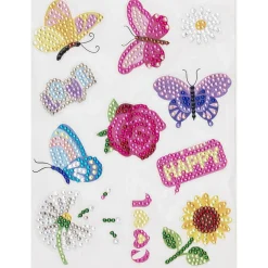 Diamond Painting Stickers, lag 11 klistremerker med insekter og blomster m.m.