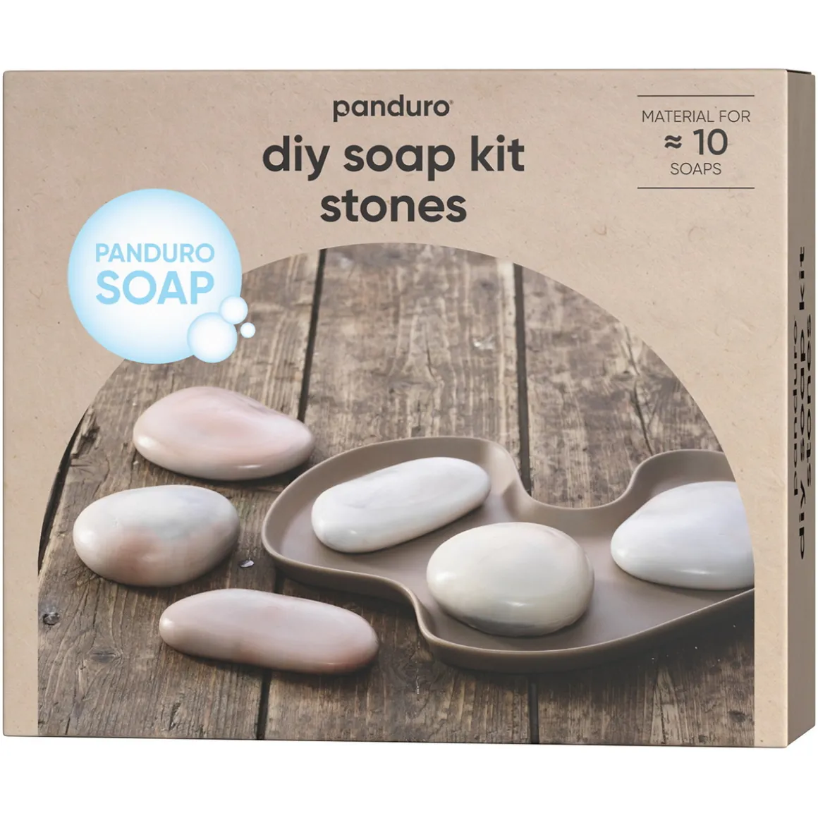 DIY-kit lage steinlignende såper – 1 kg såpemasse, 3 såpefarger, støpeform og såpeduft