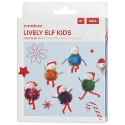 DIY-kit Lively Elf Kids – lag julens mest glitrende søskenflokk – 6 figurer. L 10–12 cm