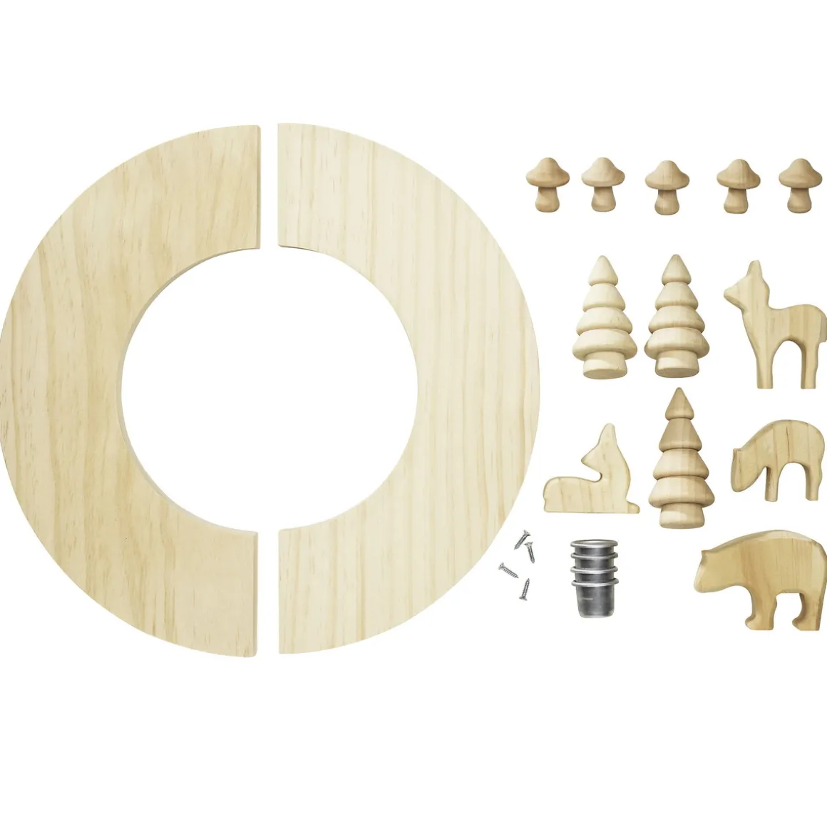 DIY-kit lysestake i tre med dekorasjoner – Ø30 cm