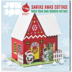 DIY-Kit Santas Xmas Cottage – bygg, mal og dekorer nissens fine hytte, 16×11×20 cm
