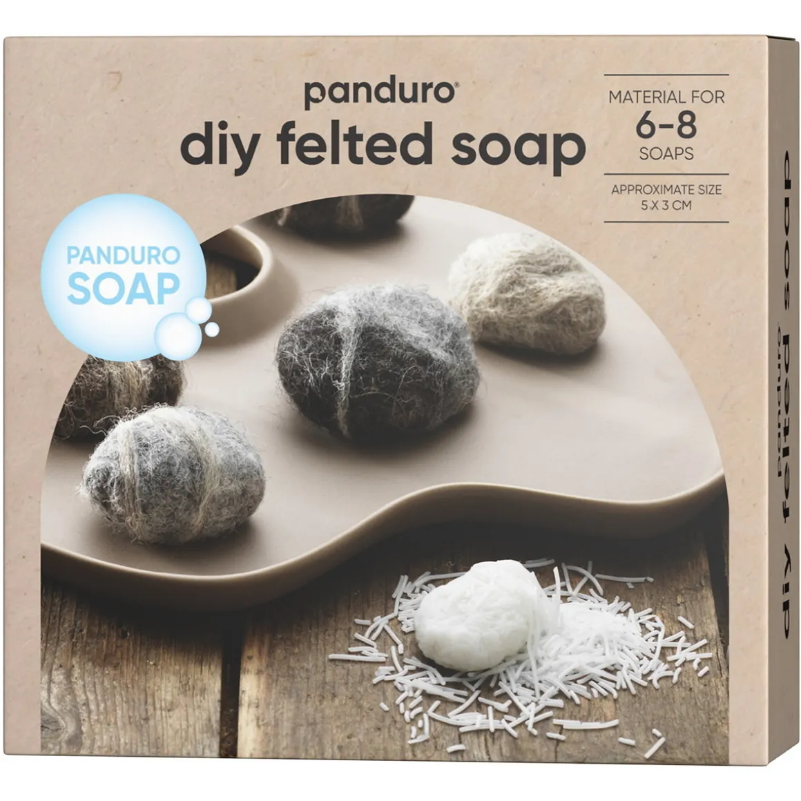 DIY-kit ullsåpe, alt for å lage egen såpe i form av små steiner
