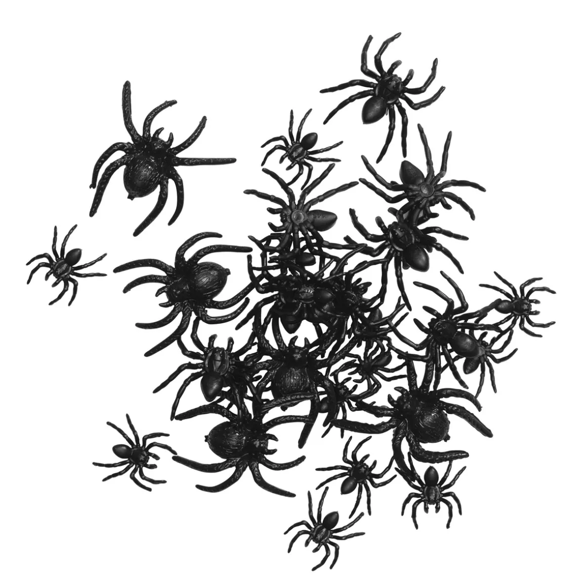 Ekle edderkopper til Halloween, 28 stk. i 3 størrelser – 2×2 / 2,8×3 / 3×4 cm