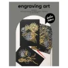 Engraving art Golden Nature – scratch art med 3 stk. A4-ark, gullfargede naturmotiver
