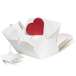 Explosion box hvit, 12×12×12 cm – full av lommer og papirhobby