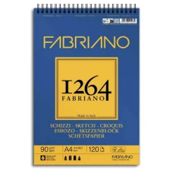 Fabriano spiralbundet skisseblokk F-1264 A4 (210×297 mm), 120 ark, 90 g/m²