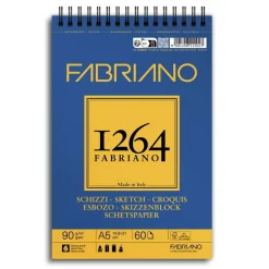 Fabriano spiralbundet skisseblokk F-1264 A5 (148×210 mm), 60 ark, 90 g/m²
