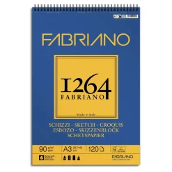 Fabriano spiralbundet skisseblokk F-1264 A3 (297×420 mm), 120 ark, 90 g/m²