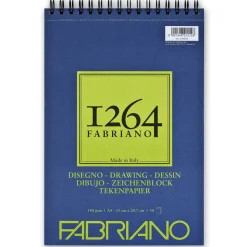 Fabriano tegneblokk F-1264 A4 (210×297 mm), 50 ark, vekt 180 gram.