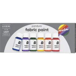 Fabric Paint Rainbow set 6×50 ml, tekstilfarger i basisfarger for lyse tekstiler