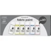 Fabric Paint set 6×50 ml, tekstilfarger i pastellfarger for lyse stoffer