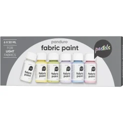 Fabric Paint set 6×50 ml, tekstilfarger i pastellfarger for lyse stoffer