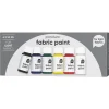 Fabric Paint set 6×50 ml, tekstilfarger i basisfarger for lyse stoffer