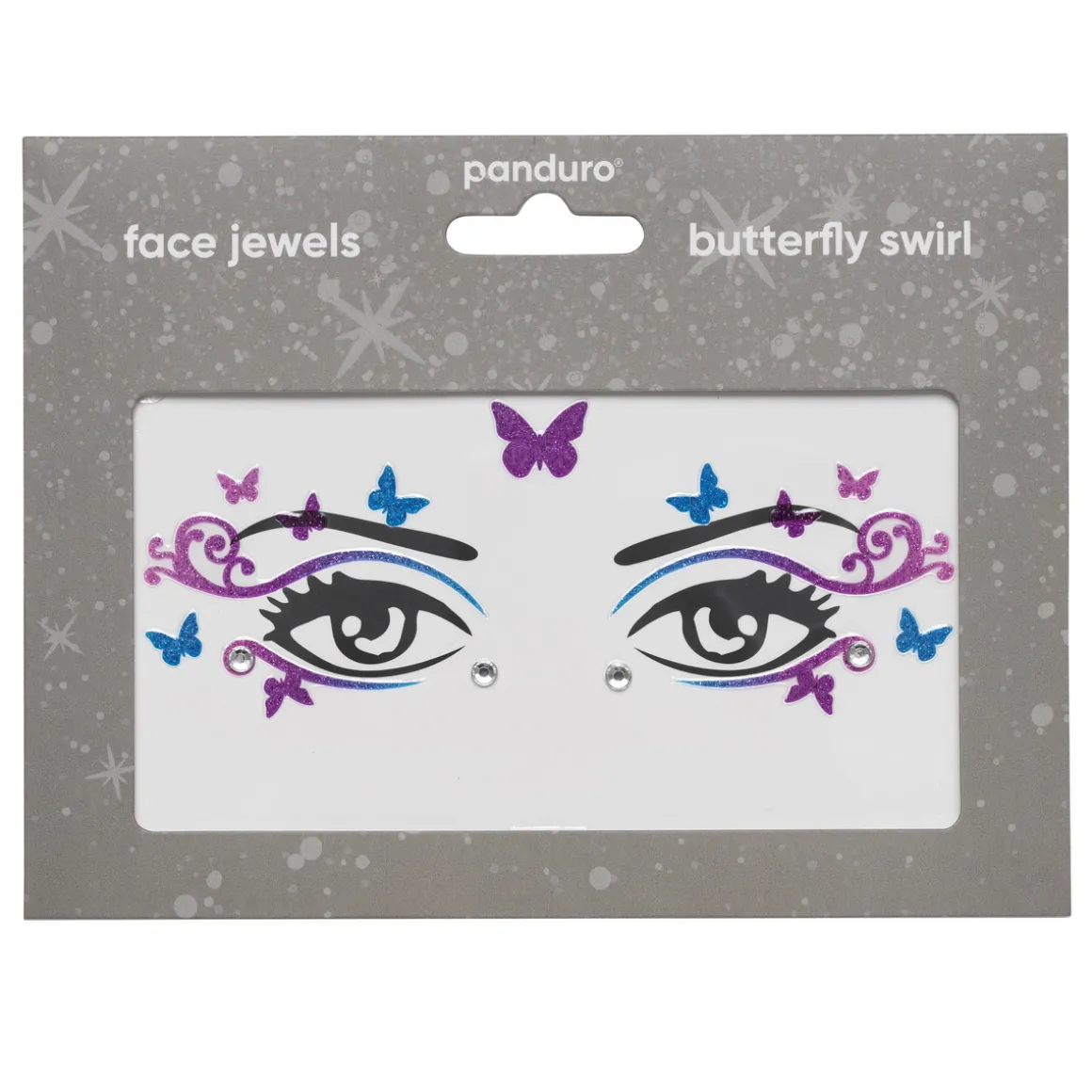 Face Jewels Butterfly Swirl – klistremerker og ansiktssmykke for utkledning og karneval